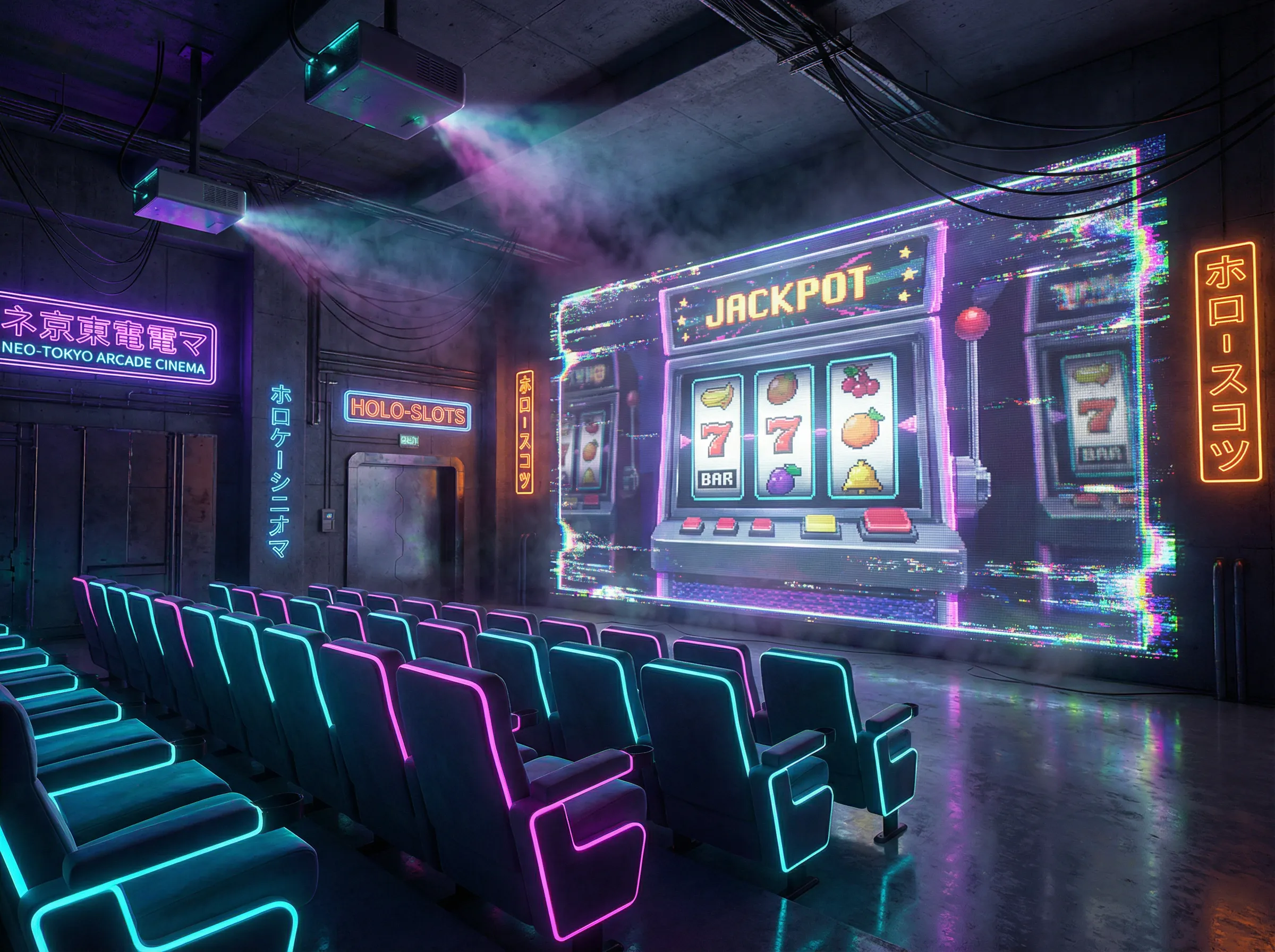 老虎机 复古街机影院全息投影屏幕 - 爆分录像