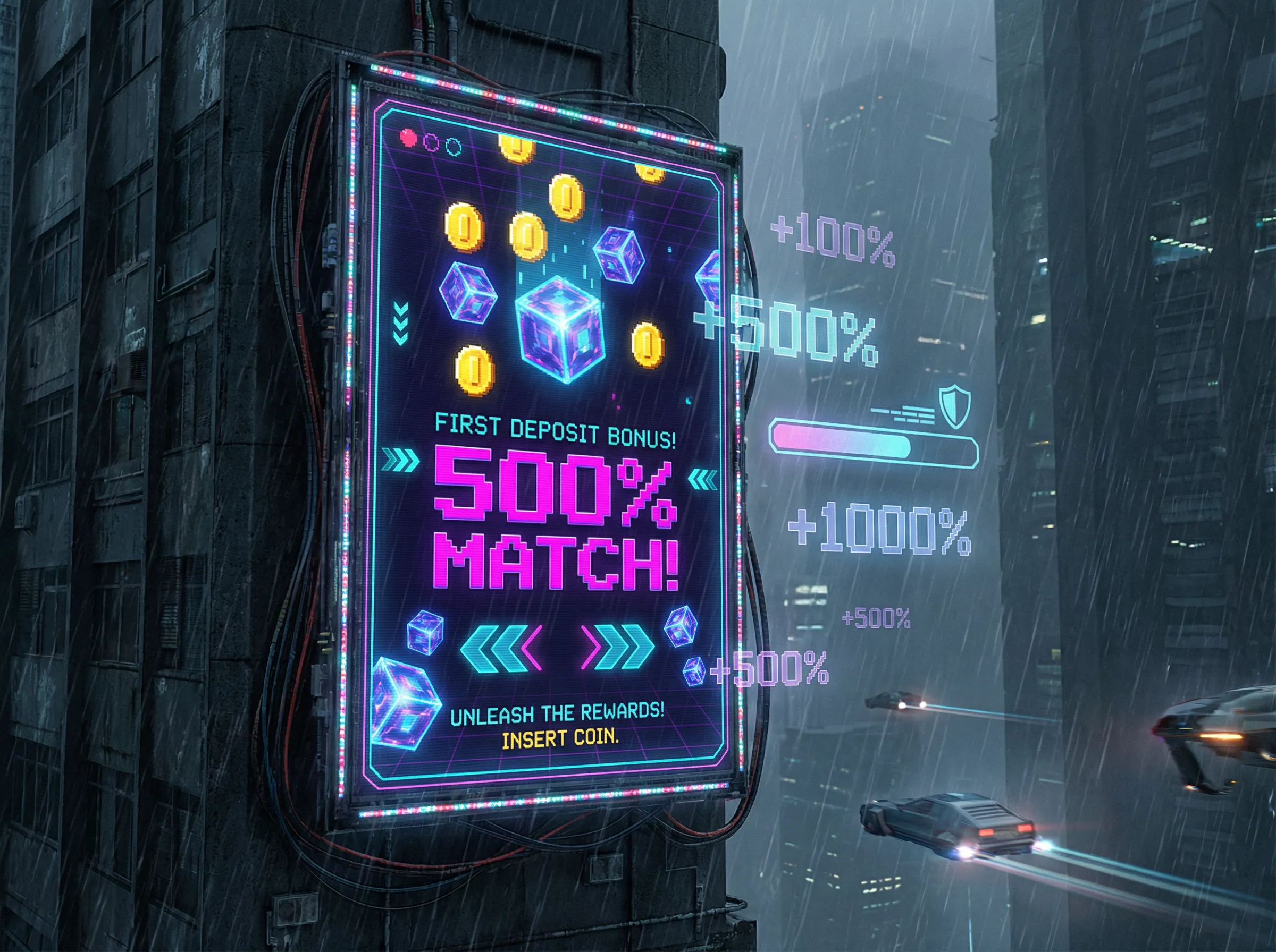 老虎机 首充狂欢夜复古街机广告牌 - 能量补给